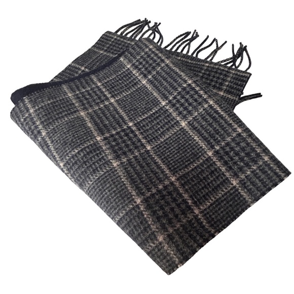 Stewart of Scotland Merino Wool Scarf Plaid Stripe Fringe Reversible Long UNISEX - Picture 2 of 9